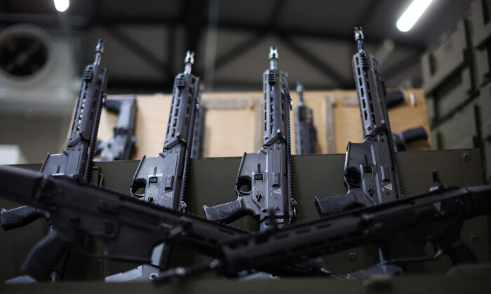 GROT C16 FB-M1, modular assault rifles system at PGZ (Polska Grupa Zbrojna) arms factory Fabryka Broni Lucznikin Radom Poland on Nov. 7, 2022. (Kacper Pempel/Reuters)