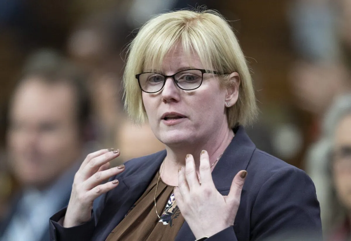 Employment, Workforce Development and Disability inclusion Minister Carla Qualtrough rises during Question Period, in Ottawa on Sept. 29, 2022. (Adrian Wyld/The Canadian Press)