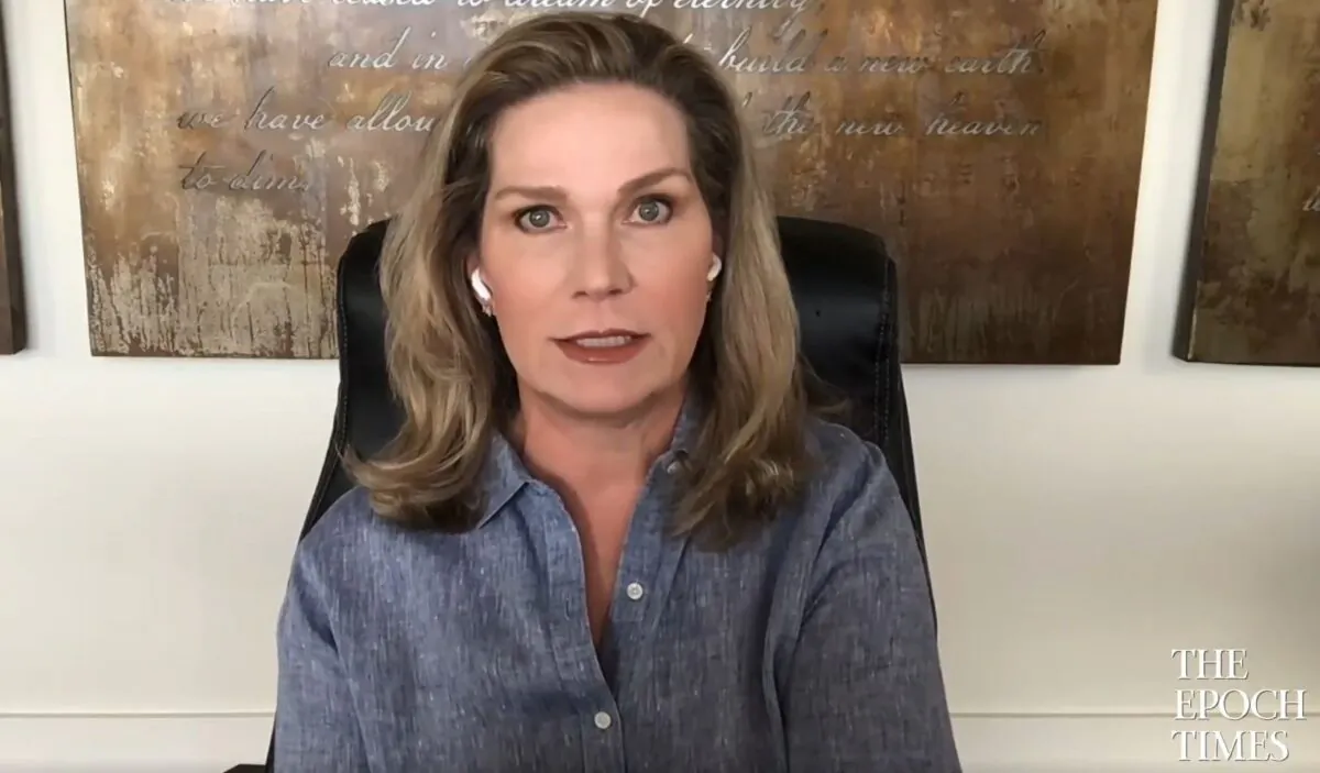 Catherine Engelbrecht, co-founder of True the Vote, is interviewed on EpochTV’s “Crossroads” program on Nov. 11, 2022. (Screenshot/ EpochTV)