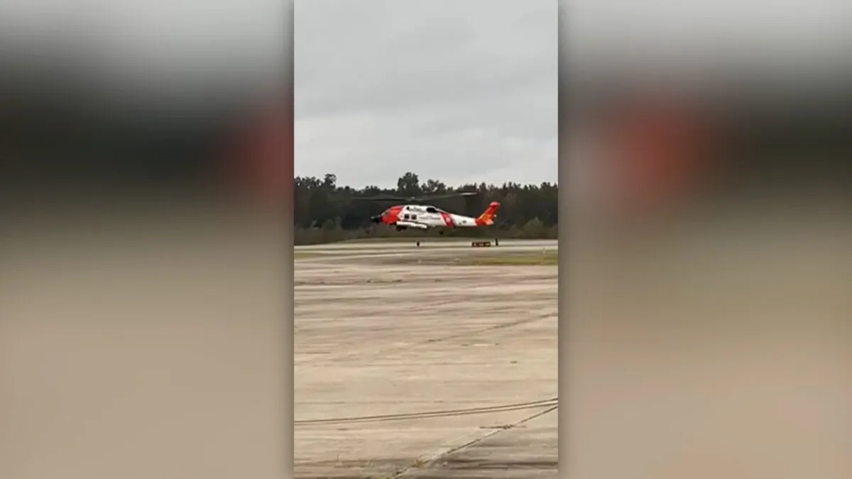 A Coast Guard Air Station New Orleans MH-60 Jayhawk aircrew rescues a male passenger who had fallen overboard from the Carnival Valor. (U.S Coast Guard)