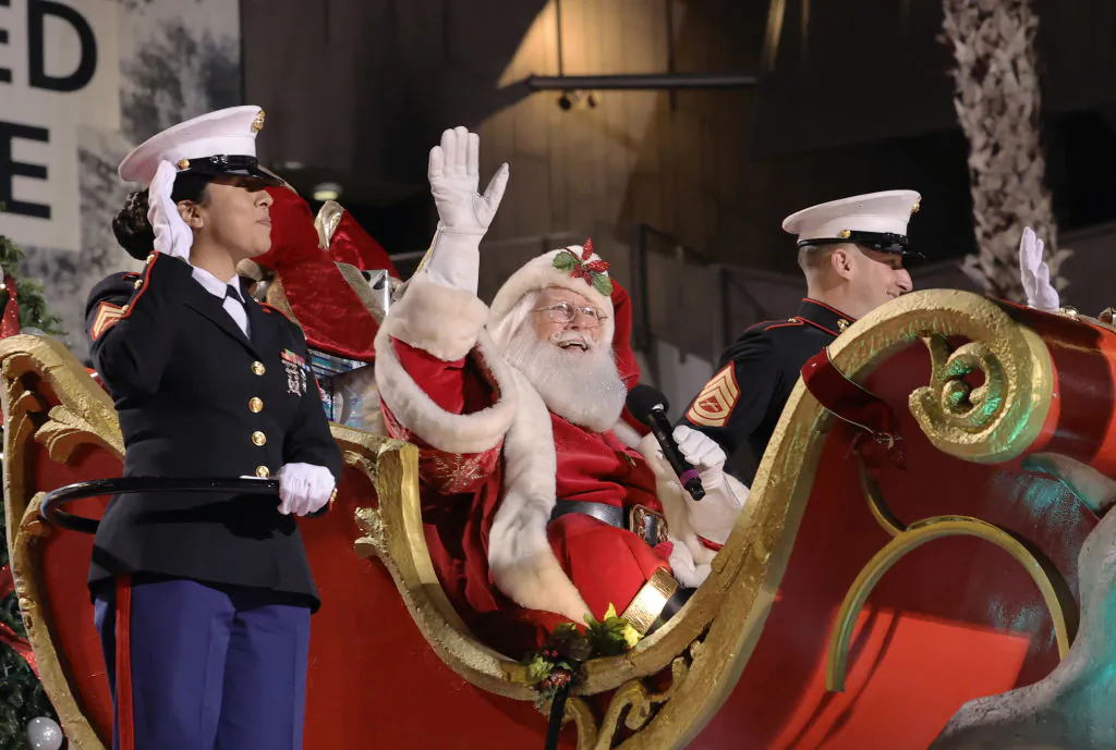 Tim Connaghan as Santa Claus attends the 89th Annual Hollywood Christmas Parade supporting Marine Toys For Tots in Los Angeles, on Nov. 28, 2021 (Kevin Winter/Getty Images)