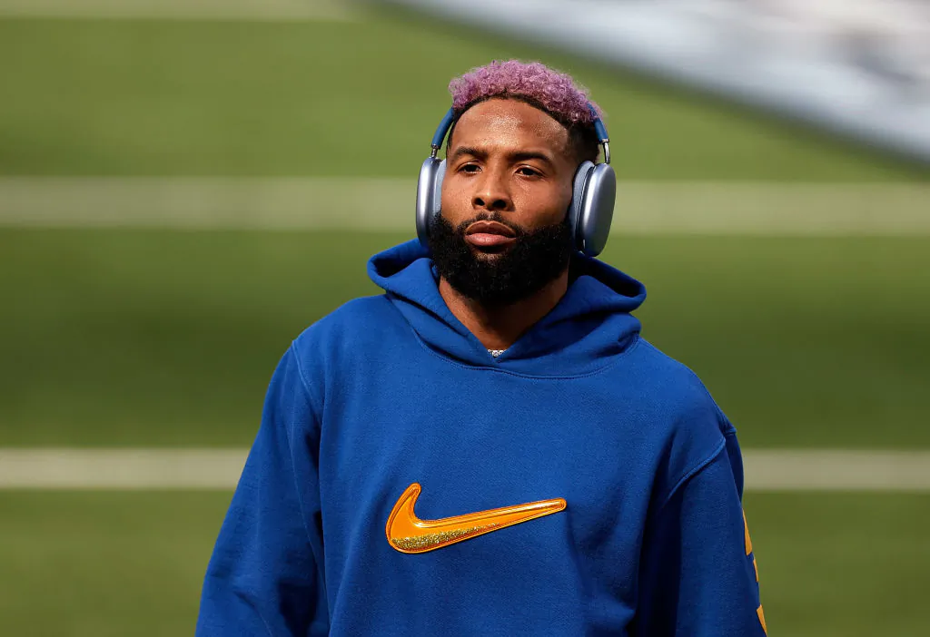 Odell Beckham Jr. #3 warms up during Super Bowl LVI at SoFi Stadium in Inglewood, Calif., on Feb. 13, 2022. (Steph Chambers/Getty Images)