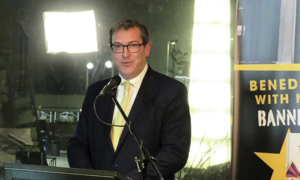 Benedict Rogers, a British human rights activist and co-founder and CEO of Hong Kong Watch group, said in an interview with the Epoch Times on Nov. 23, that Hong Kong’s press freedom has been devastated and utterly destroyed. (Liang Yao/The Epoch Times)