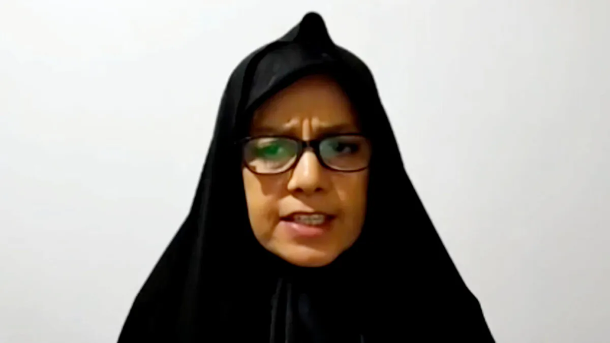 Farideh Moradkhani, Iranian Supreme Leader Ayatollah Ali Khamenei's niece, in a still from video released on Nov. 25, 2022. (Mahmoud Moradkhani via Reuters/Screenshot via  The Epoch Times)