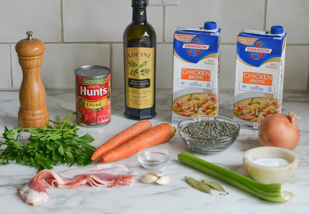 ingredients for Lentil Soup