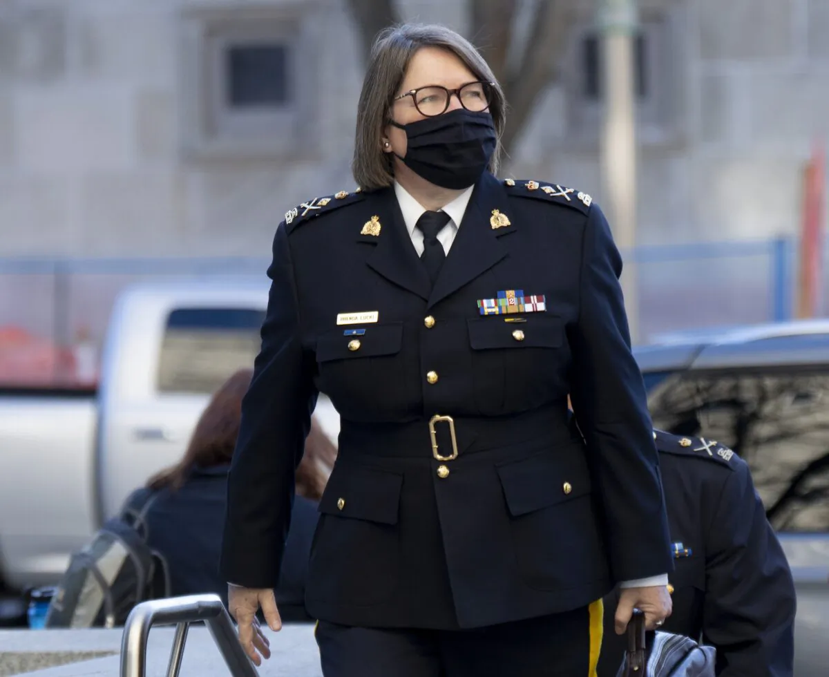 RCMP Commissioner Brenda Lucki arrives at the Public Order Emergency Commission in Ottawa on Nov. 15, 2022. (The Canadian Press/Adrian Wyld)