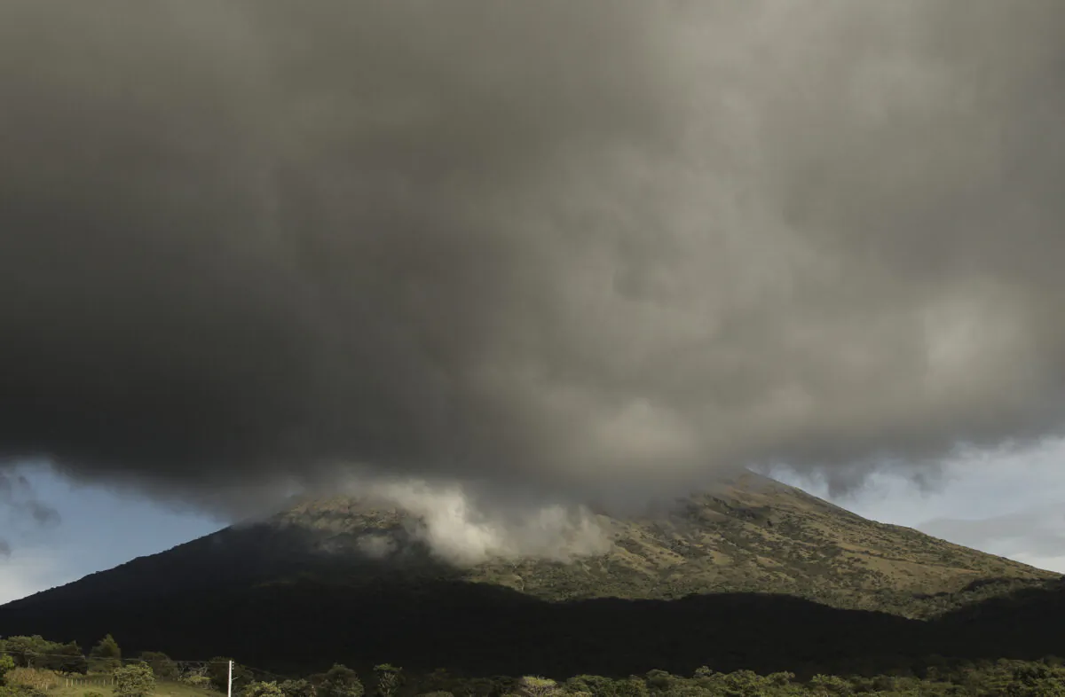 Clouds and gasses surround the Chaparrastique volcano in San Jorge, El Salvador, on Nov. 28, 2022. (Salvador Melendez/AP Photo)