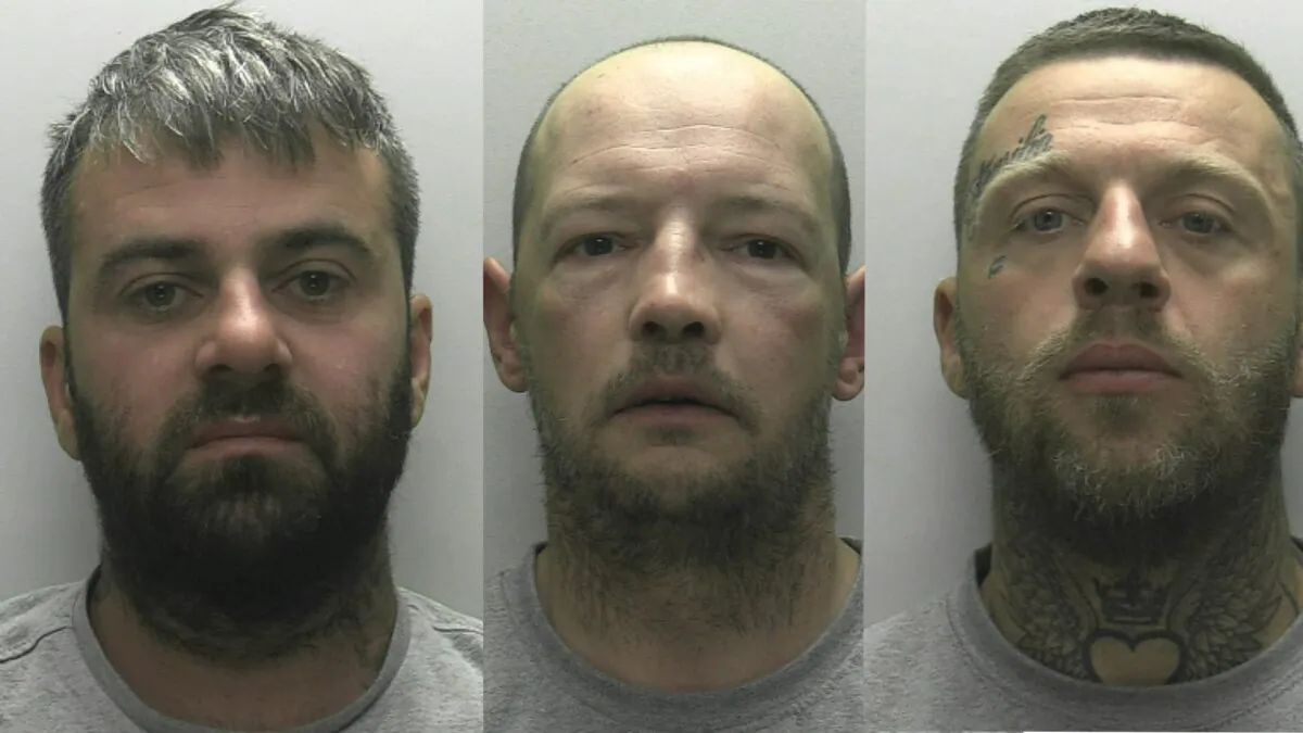 Undated images of (L to R): Thomas Pawley, Ben Parry, and Chad Brading, who were convicted of manslaughter of David Crawford at Plymouth Crown Court in England on Nov. 29, 2022. (Devon and Cornwall Police)
