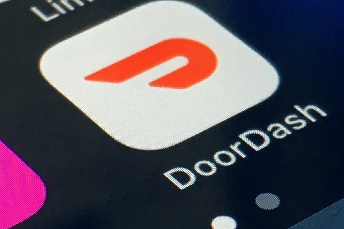 The DoorDash app on a smartphone in New York on Feb. 27, 2020. (AP Photo)