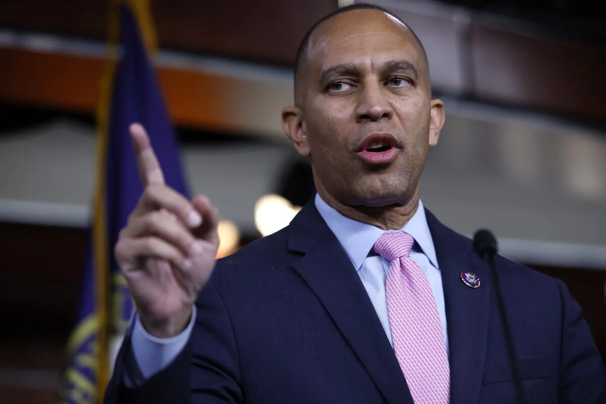 Rep. Hakeem Jeffries (D-N.Y.) holds a news conference after he was elected leader of the 118th Congress by the House Democratic caucus at the U.S. Capitol Visitors Center in Washington on Nov. 30, 2022. (Chip Somodevilla/Getty Images)