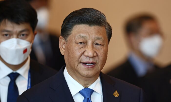 China's Leader Xi Jinping arrives to attend the APEC Economic Leaders Meeting during the Asia-Pacific Economic Cooperation, APEC summit in Bangkok on Nov. 19, 2022. (Jack Taylor/Pool Photo via AP)