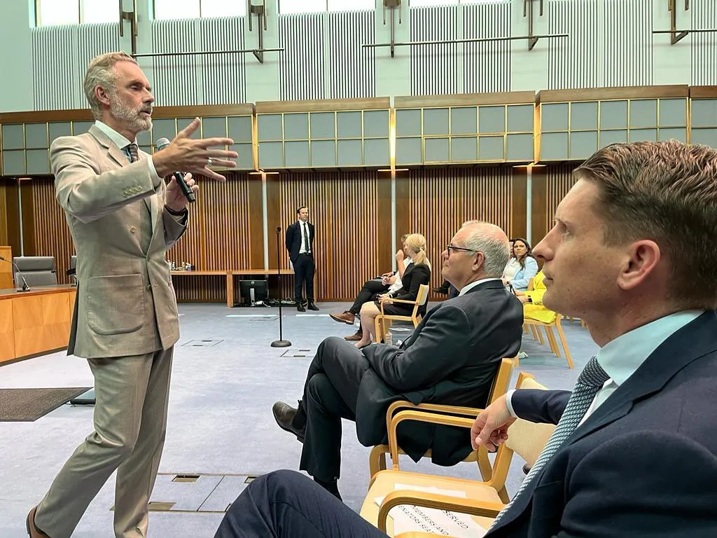 Jordan Peterson gives a speech at Parliament House in Canberra, Australia, on Nov. 24, 2022. (Andrew Hastie/Instagram)