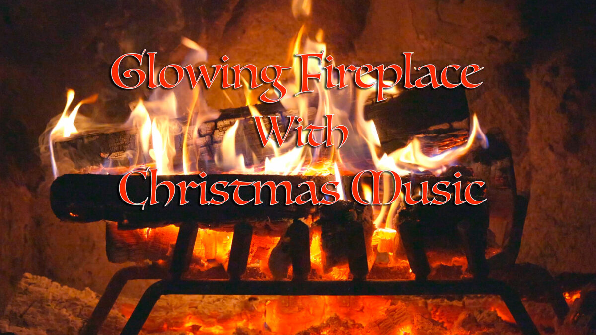 Glowing Fireplace With Acoustic Christmas Music