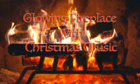 Glowing Fireplace With Acoustic Christmas Music