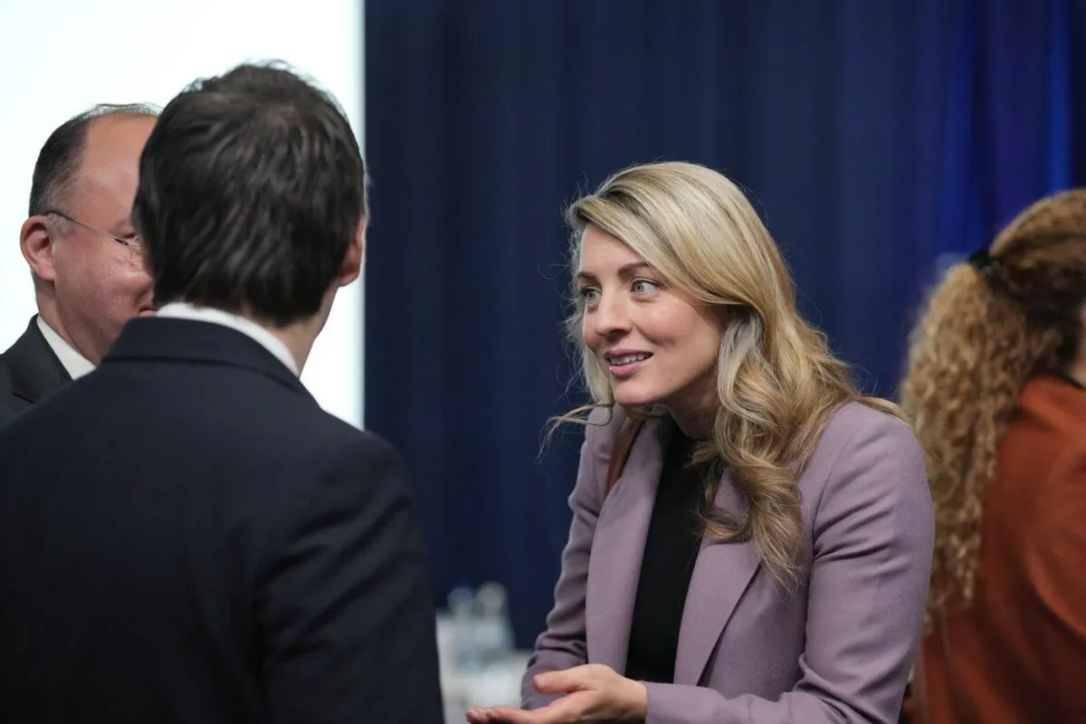 Canada's Foreign Minister Melanie Joly attends the meeting of NATO Ministers of Foreign Affairs in Bucharest, Romania, Nov. 30, 2022. (The Canadian Press/AP-Andreea Alexandru)
