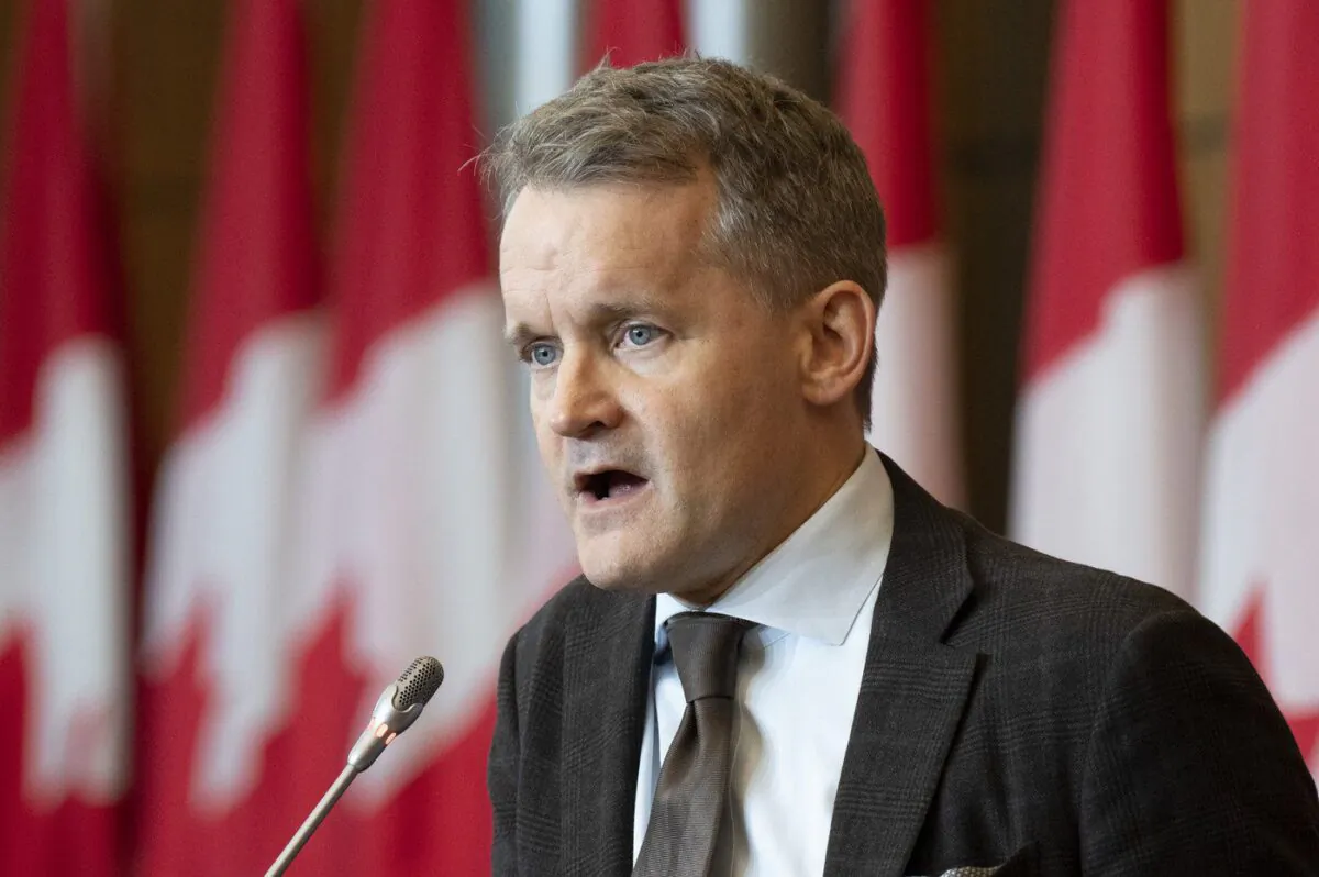 Labour Minister Seamus O’Regan speaks during a news conference in Ottawa on Oct. 9, 2022. (The Canadian Press/Adrian Wyld)