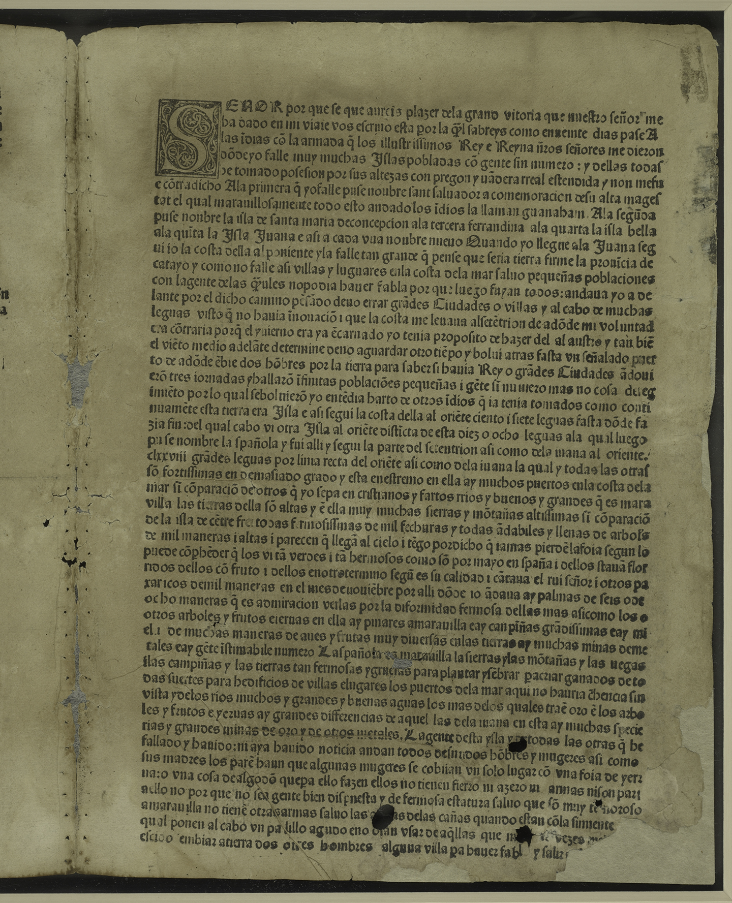 The first edition of a letter Christopher Columbus wrote in 1493 that was circulated among Spanish readers. (New York Public Library)