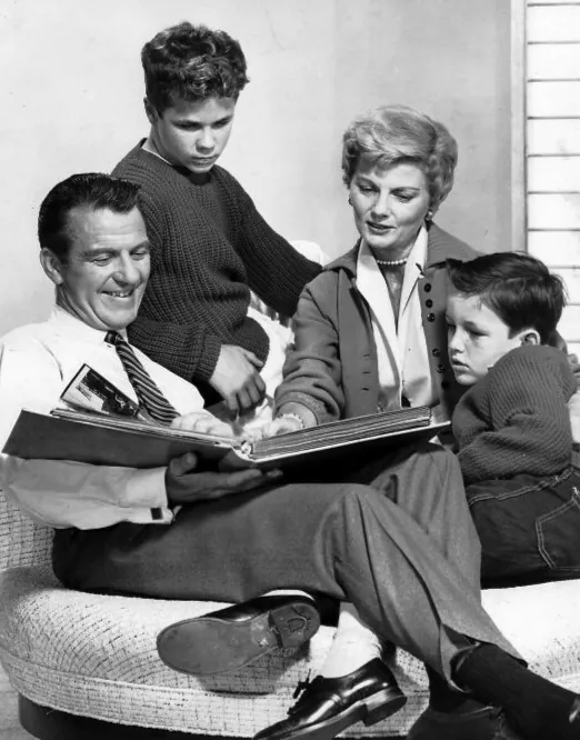 The Cleaver family from the television program “Leave it to Beaver.” (L-R) Hugh Beaumont (Ward), Tony Dow (Wally), Barbara Billingsley (June), and Jerry Mathers (Theodore, a.k.a. "Beaver"). (Public Domain)