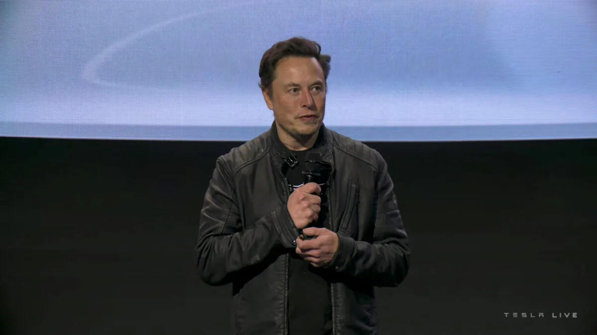 Tesla Chief Executive Elon Musk speaks during the live-streamed unveiling of the Tesla Semi electric truck in Nev. on Dec. 1, 2022. (Tesla/Handout via Reuters)