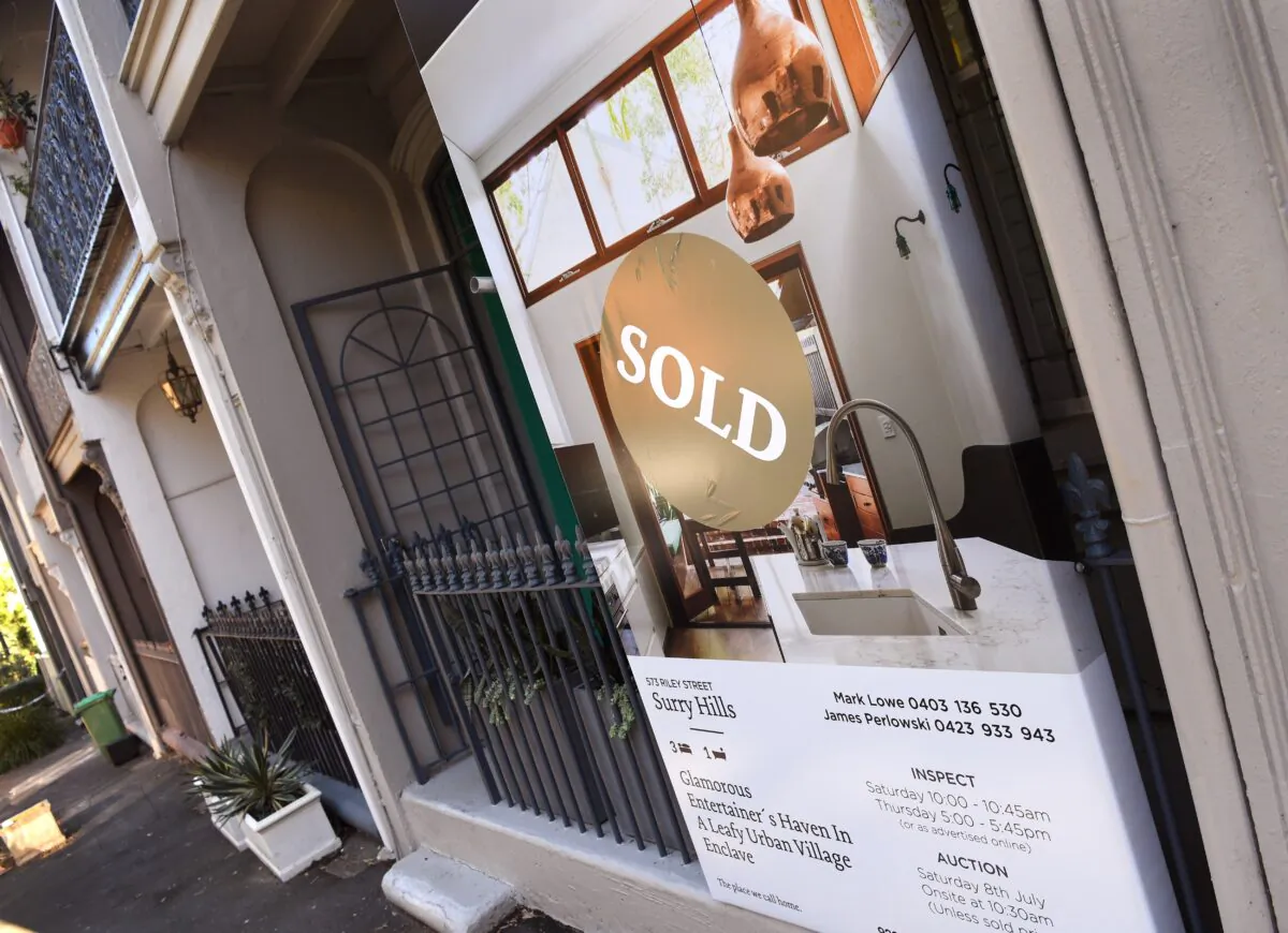 A sold sign on a real estate board is seen in Sydney, Australia on Aug. 1, 2017. (William West/AFP via Getty Images)