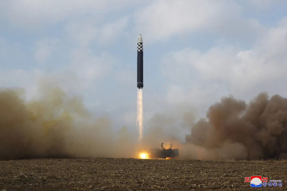 An intercontinental ballistic missile (ICBM) is launched in this undated photo released by North Korea's Korean Central News Agency (KCNA) on Nov. 19, 2022. (KCNA via Reuters)