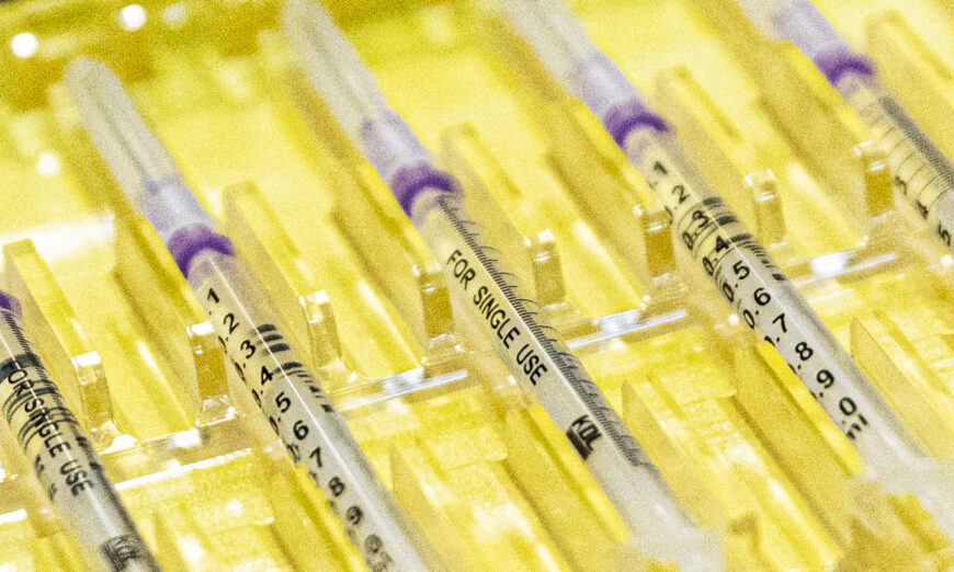 Syringes with a shot of Novavax's COVID-19 vaccine in Berlin, Germany, on Feb. 28, 2022. (Carsten Koall/Getty Images)