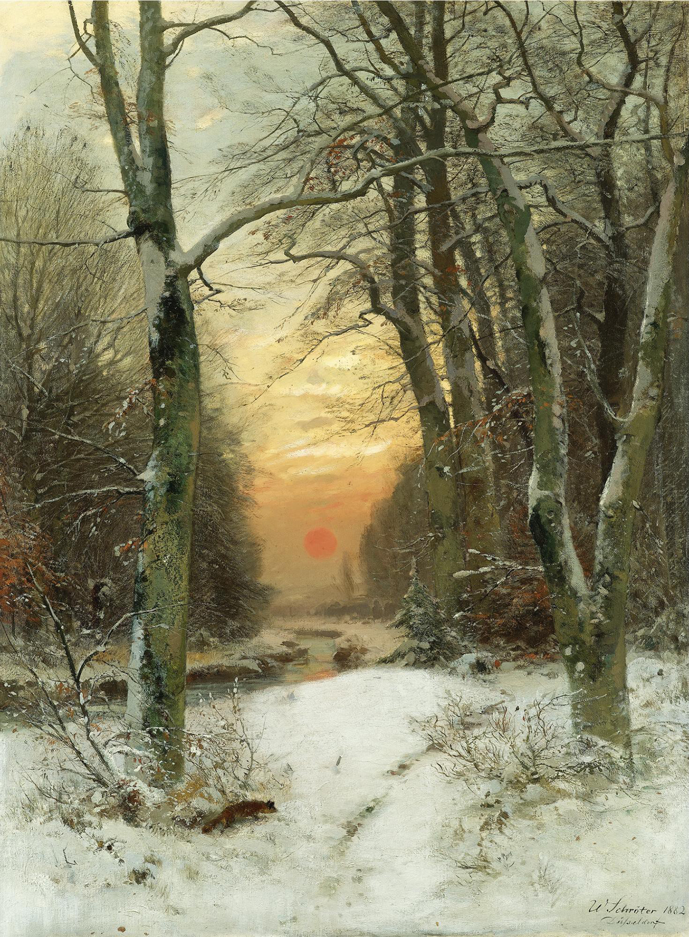 “冬季风景”,1882 年,威廉·施罗德 (Wilhelm Schröter)。