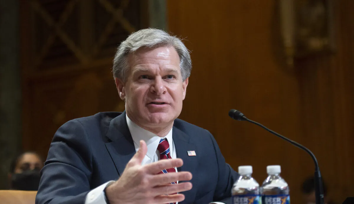 FBI Director Christopher Wray at the U.S. Capitol in Washington, on May 25, 2022. (Bonnie Cash/Pool/Getty Images)