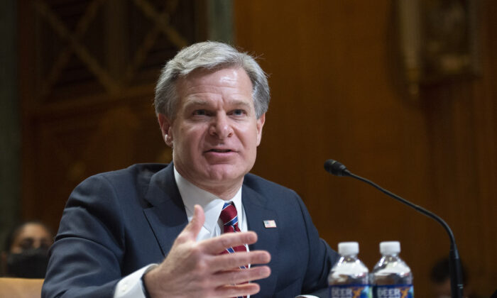 FBI Director Christopher Wray at the U.S. Capitol in Washington, on May 25, 2022. (Bonnie Cash/Pool/Getty Images)