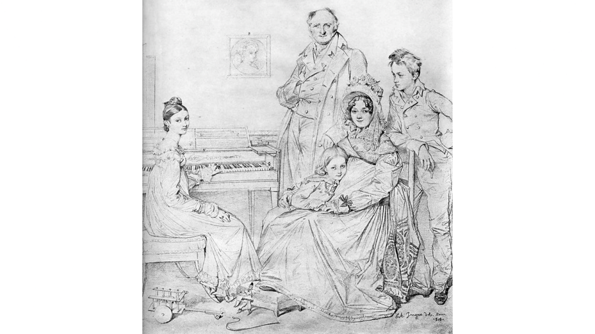 Ingres's family portrait sketches show the love and strength of the family of the Napoleonic Age. "The Stamaty Family," 1818, by Jean Auguste Dominique Ingres. (Public Domain)