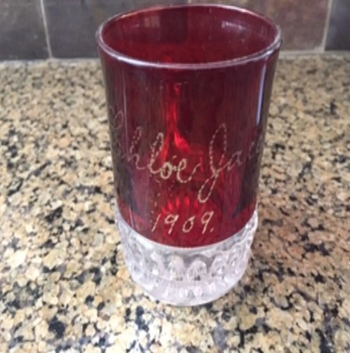 Where this ruby stained or ruby flashed souvenir cup was obtained is up for debate. (Handout/TNS)