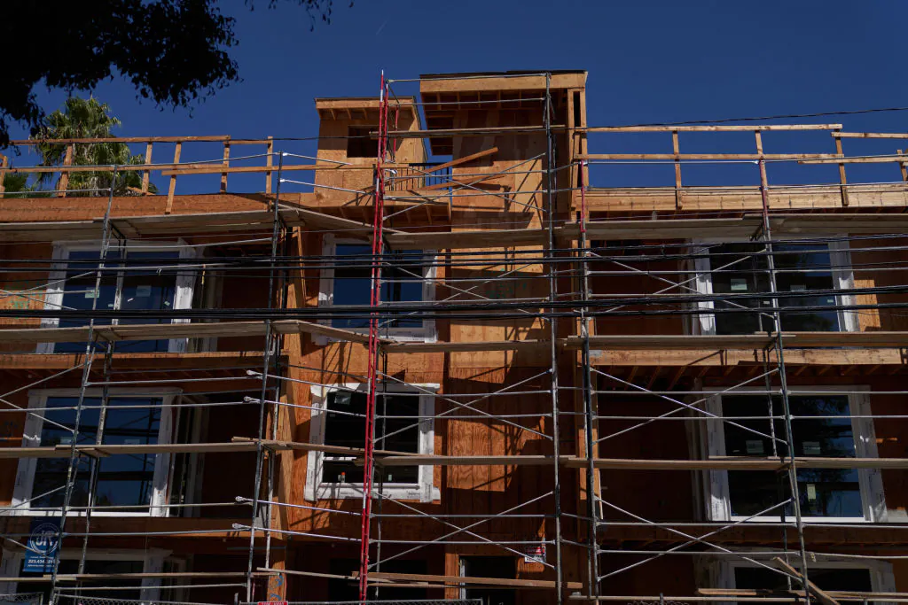A new condominium building is being built in Los Angeles on Sept. 22, 2022. (Allison Dinner/Getty Images)