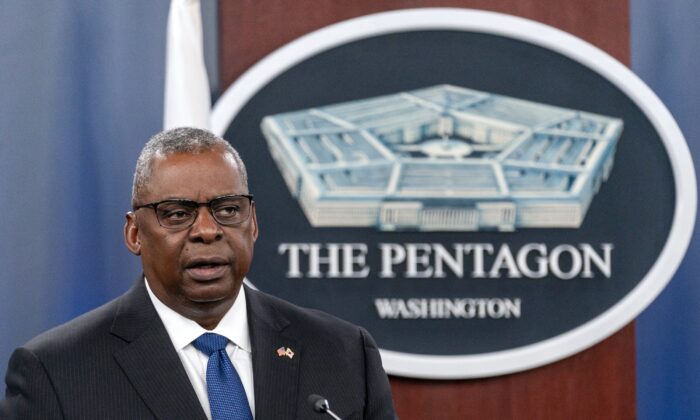 Secretary of Defense Lloyd Austin speaks during a news conference at the Pentagon in Washington on Nov. 3, 2022. (Andrew Harnik/AP Photo)