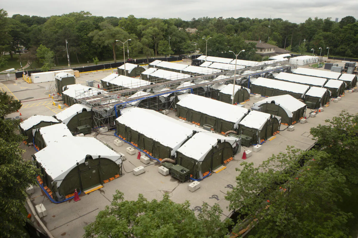 A general view of the Mobile Health Unit (MHU) at Toronto's Sunnybrook Hospital on July 7, 2021. (Chris Young/The Canadian Press)