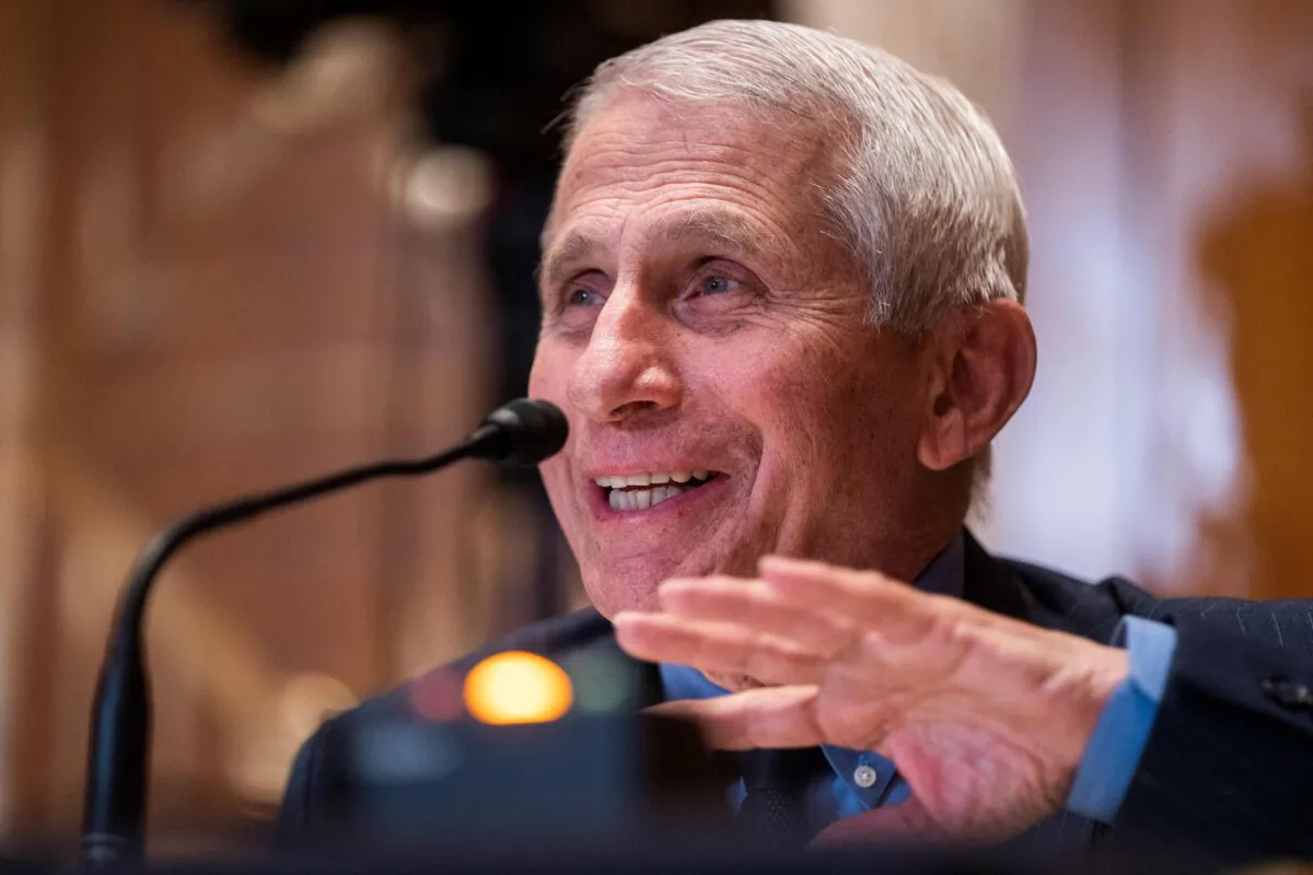 National Institute of Allergy and Infectious Diseases Director Dr. Anthony Fauci testifies during a Senate Appropriations Subcommittee on Labor, Health and Human Services, Education, and Related Agencies hearing in Washington on May 17, 2022. (Shawn Thew/Pool/AFP via Getty Images)