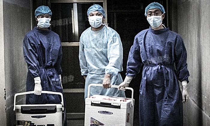 2012年8月16日，河南省某医院，医生们搬运器官进行移植手术。（截图/搜狐网）