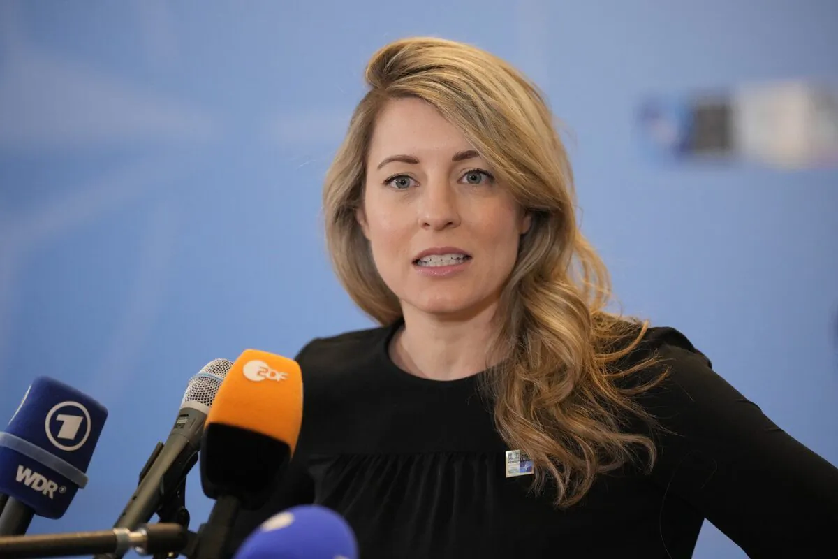 Canada's Foreign Affairs Minister Mélanie Joly arrives for the first day of the meeting of NATO Ministers of Foreign Affairs in Bucharest, Romania, Nov. 29, 2022. (The Canadian Press/AP-Andreea Alexandru)
