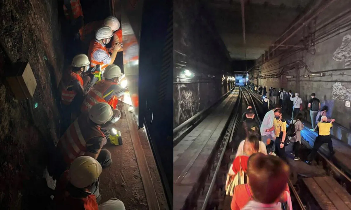 On Dec. 5th, the Hong Kong MTR experienced the second derailing incident within a month. The Fire Services Department is seen here conducting rescue operations (L) and assisting evacuation of the passengers (R) at the scene. (Left: Fire Services Department Facebook; Right: Zhang Xinyu Facebook picture)