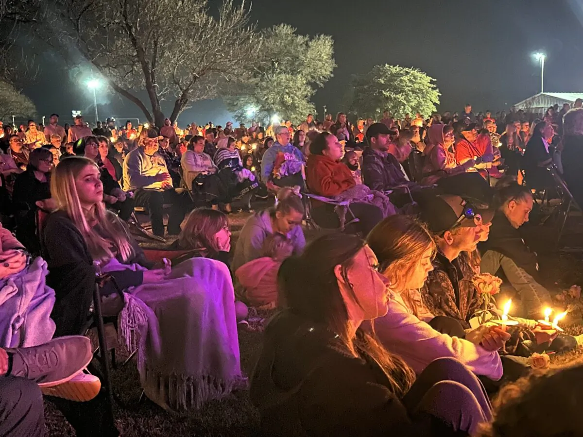 Thousands gathered at First Baptist Church in Cottondale, Texas, on Dec. 6, 2022, to remember Athena Strand, 7, who was abducted and murdered on Nov. 30, 2022. (Jana J. Pruet/The Epoch Times)