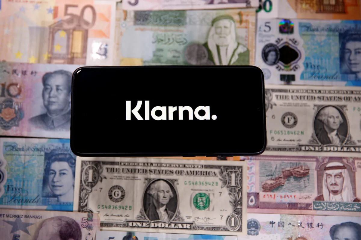 A Klarna logo on top of banknotes on Jan. 6, 2020. (Dado Ruvic/Reuters)