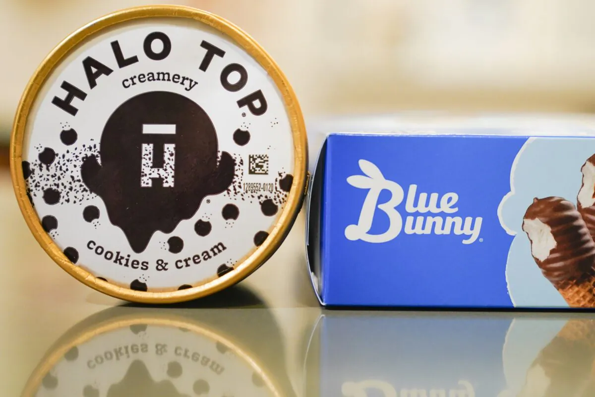 Blue Bunny and Halo Top brand ice cream products in Englewood, N.J., on Dec. 6, 2022. (Seth Wenig/AP Photo)