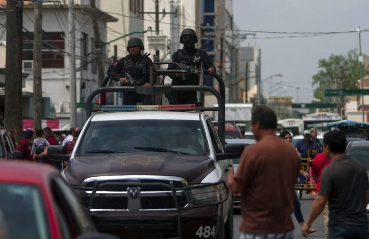Police officers patrol in Nuevo Laredo, Tamaulipas, Mexico, on April 05, 2018.  (Julio Cesar Aguilar/AFP via Getty Images)