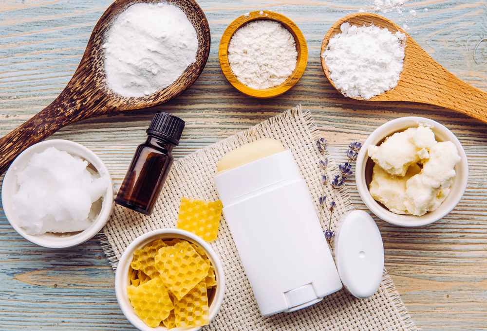 Making,Homemade,Deodorant,Stick,With,All,Natural,Ingredients,Concept.,Blue