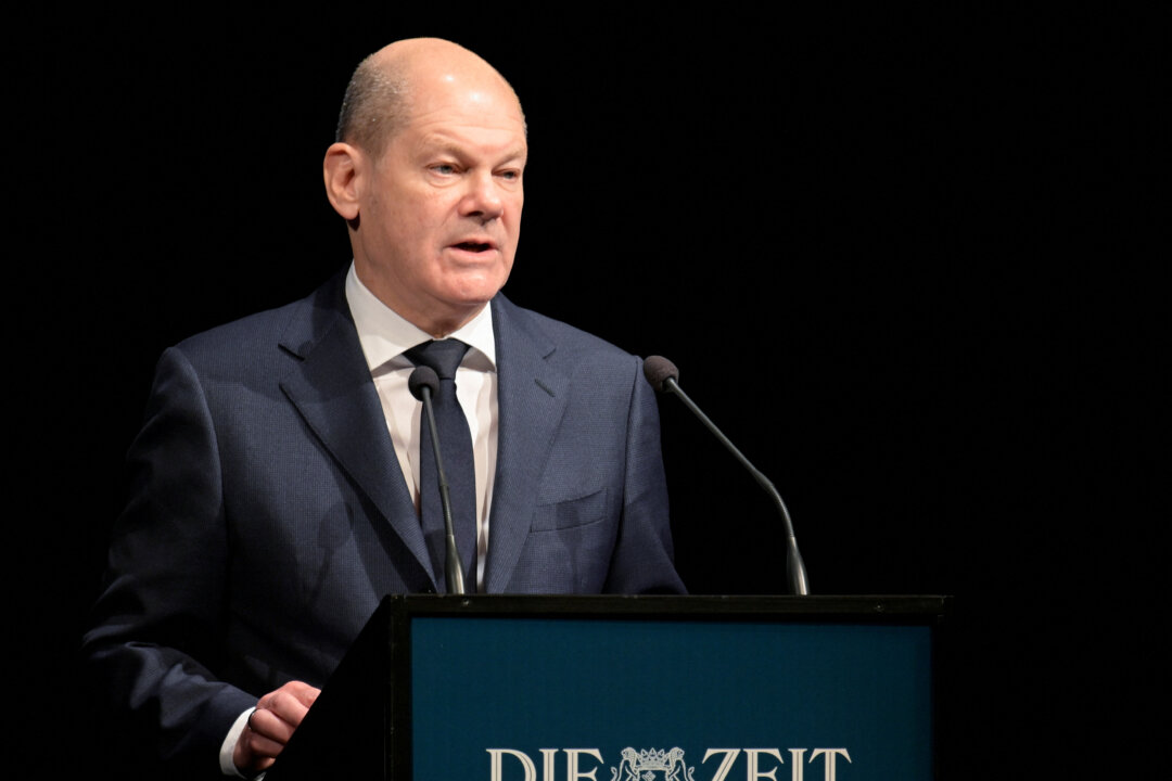 German Chancellor Olaf Scholz delivers a speech in Hamburg, Germany, on Dec. 4, 2022. (Fabian Bimmer/Reuters)