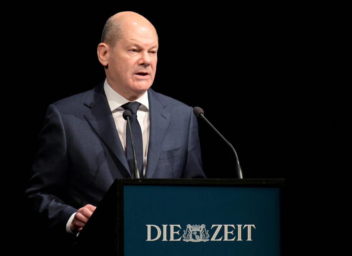 German Chancellor Olaf Scholz delivers a speech in Hamburg, Germany, on Dec. 4, 2022. (Fabian Bimmer/Reuters)