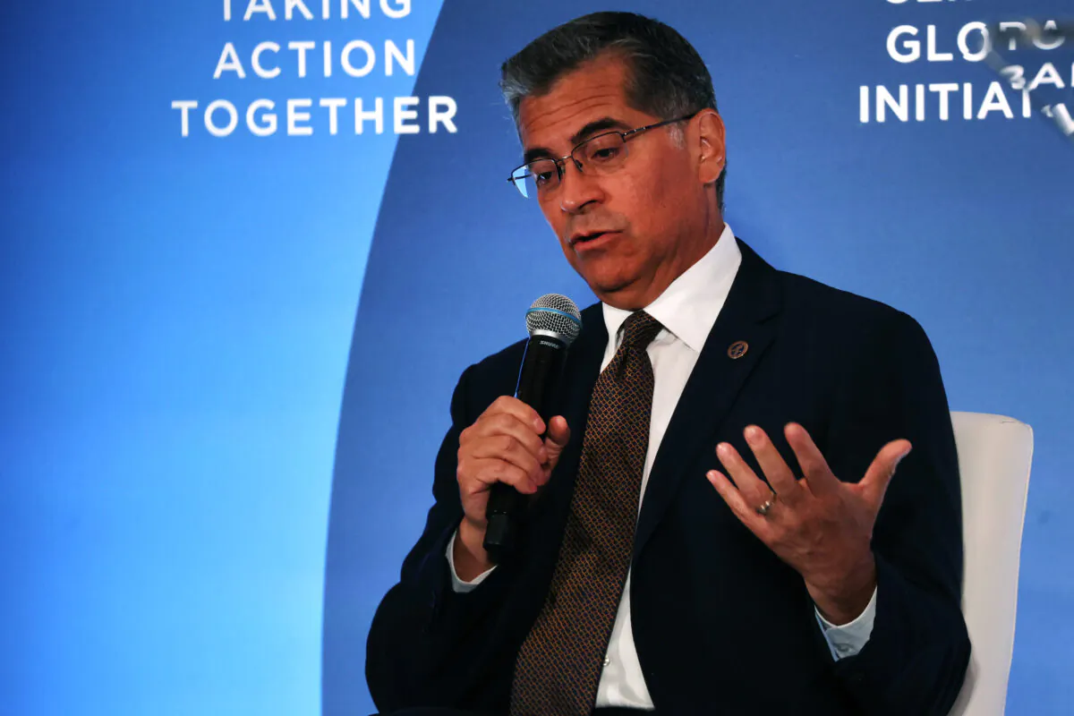 U.S. Health and Human Services Secretary Xavier Becerra joins a panel during the Clinton Global Initiative (CGI), a meeting of international leaders that looks to help solve global problems, in New York City on Sept. 19, 2022. (Photo by Spencer Platt/Getty Images)