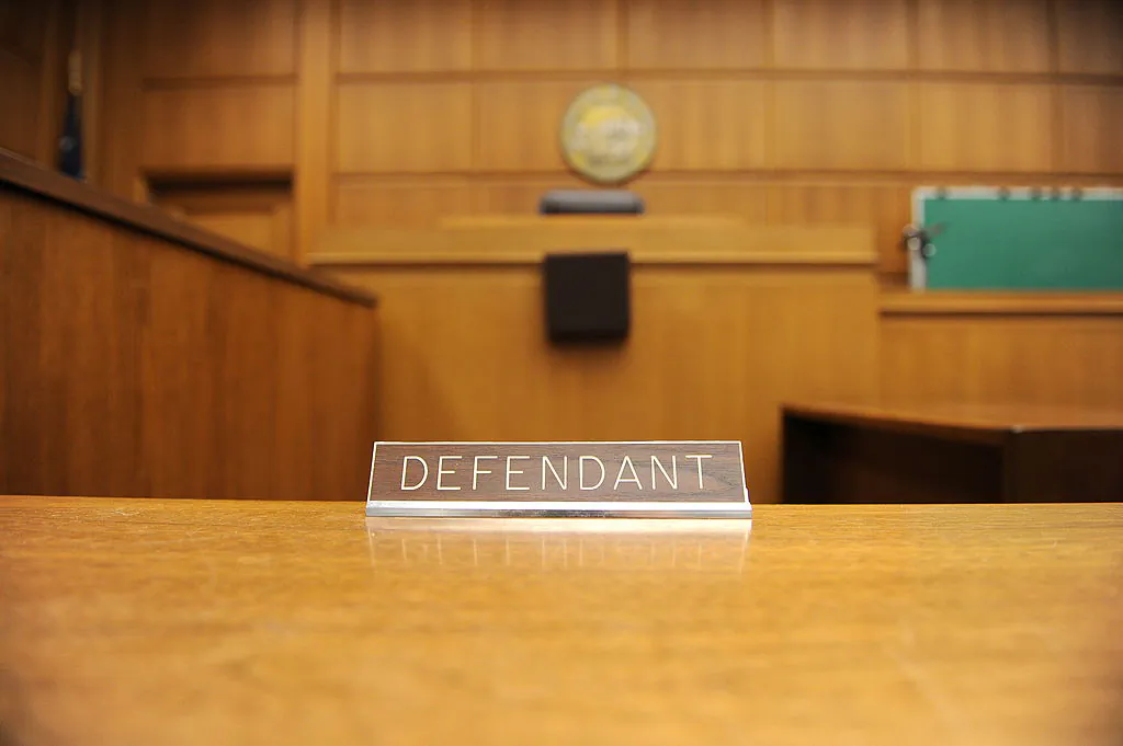 A view of the defendant's table in a courtroom on March 16, 2009. (Robyn Beck/AFP via Getty Images)