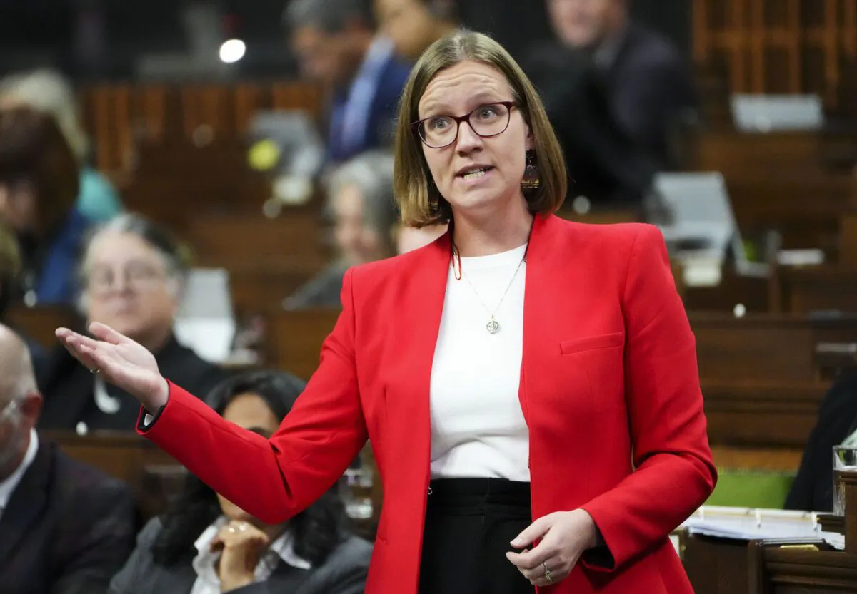 Minister Karina Gould stands during question period in the House of Commons on Parliament Hill in Ottawa, on Oct. 17, 2022. (The Canadian Press/Sean Kilpatrick)
