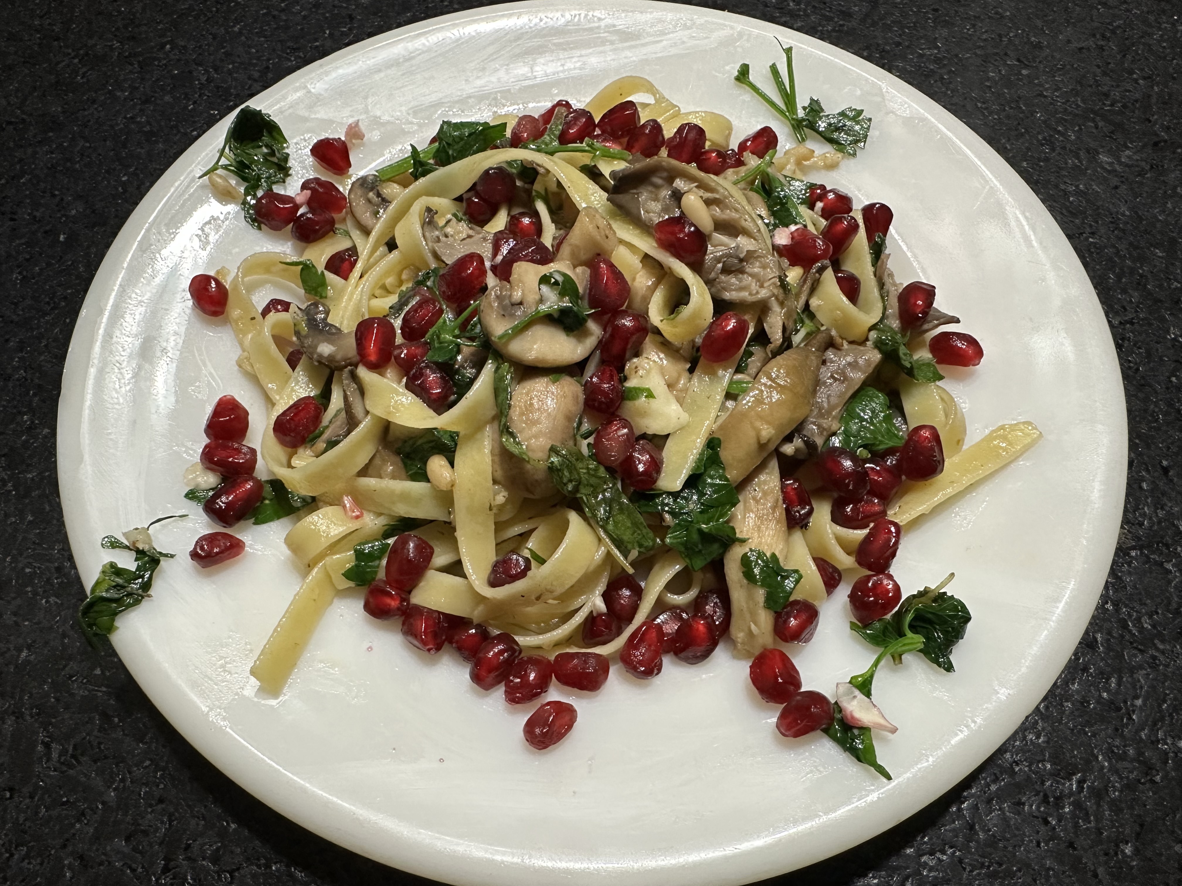pomegranate mushroom cheese pasta