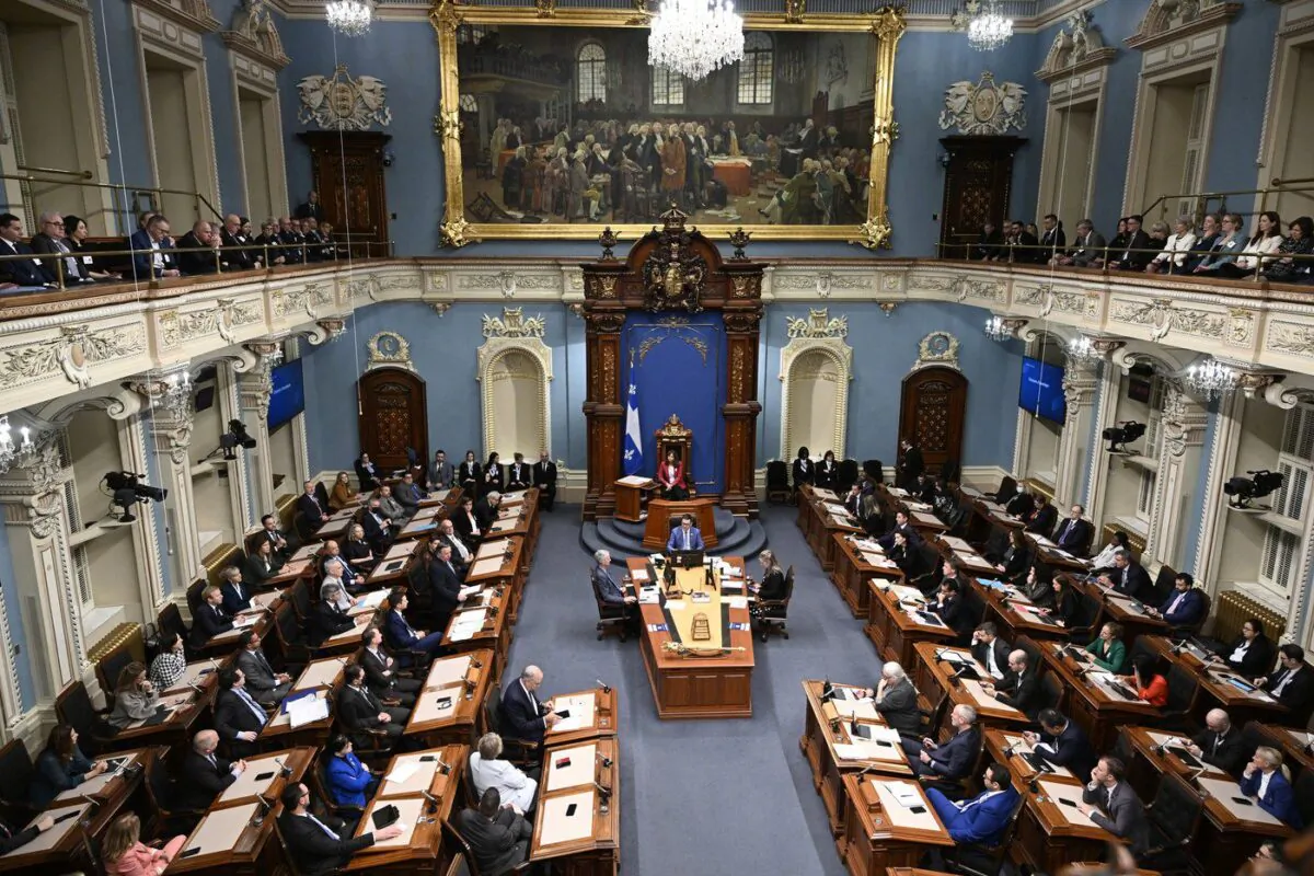 Quebec Premier Francois Legault present the inaugural speech to members of the National Assembly, at the legislature in Quebec City, Nov. 30, 2022. (The Canadian Press/Jacques Boissinot)
